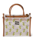 Miu Miu embroidered floral mesh top-handle bag, UK version