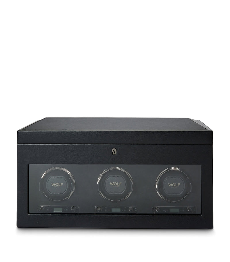 WOLF British Racing triple watch winder, vegan leather (British brand)