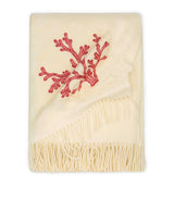 Harrods Loretta Caponi Virgin Wool Red Coral Throw 132cm x 159cm- Buy online at McGrocer