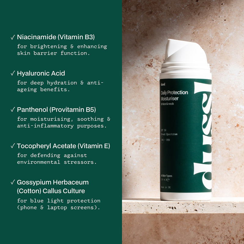 dussl moisturiser SPF 50 150ml, imported from the UK