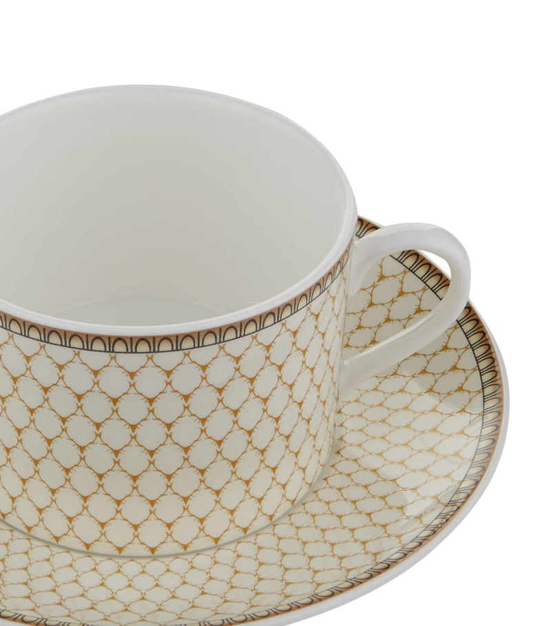 Halcyon Days Antler Trellis teacup and saucer, UK version