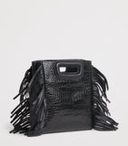 Maje mini leather cross-body bag with fringed trims - British product