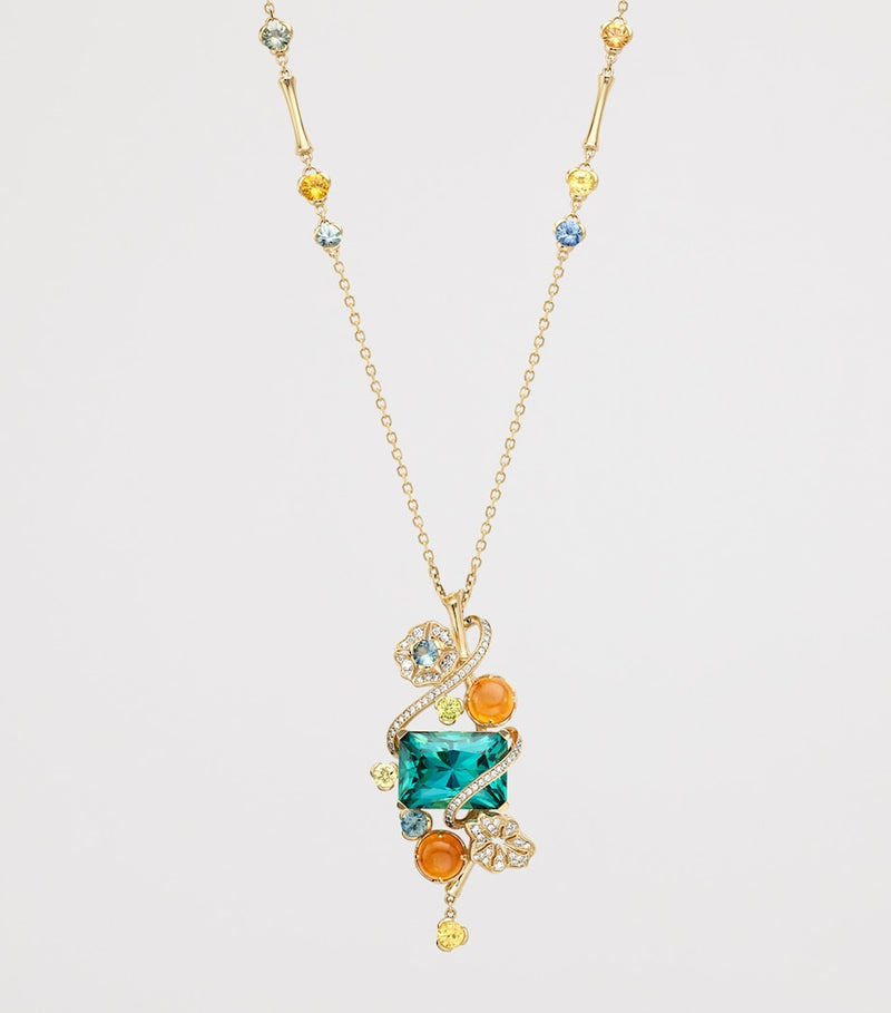 Boodles Palace Collection pendant necklace yellow gold gemstones (British brand)