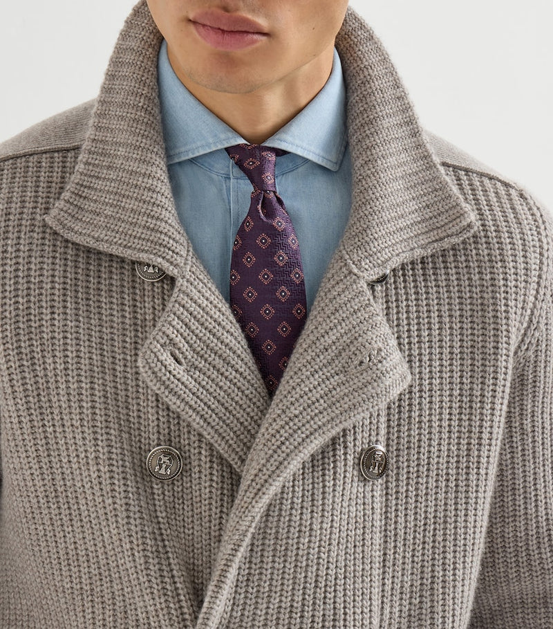 Brunello Cucinelli silk jacquard tie 150cm - British product