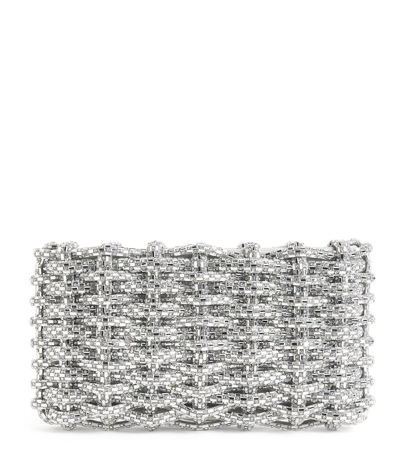 Simkhai woven beaded clutch bag, UK version