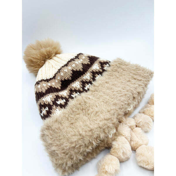 SVNX Chunky Beanie in Beige Multi, UK version