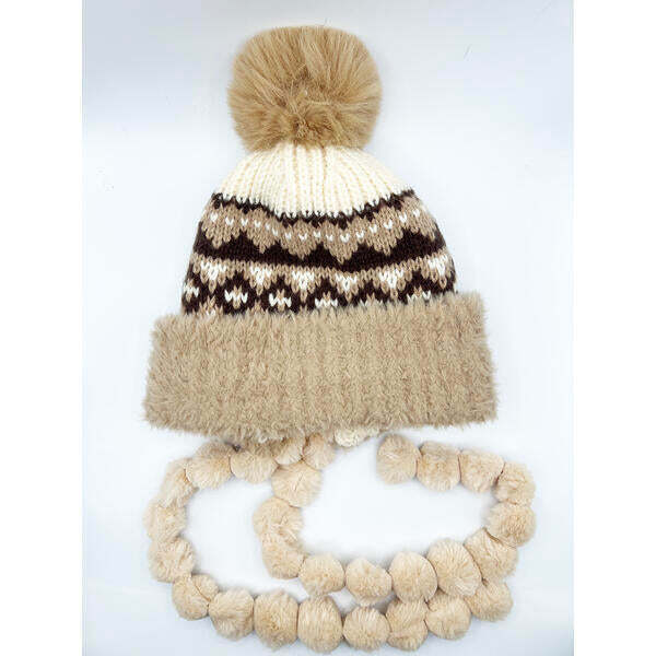 SVNX Chunky Beanie in Beige Multi, UK version