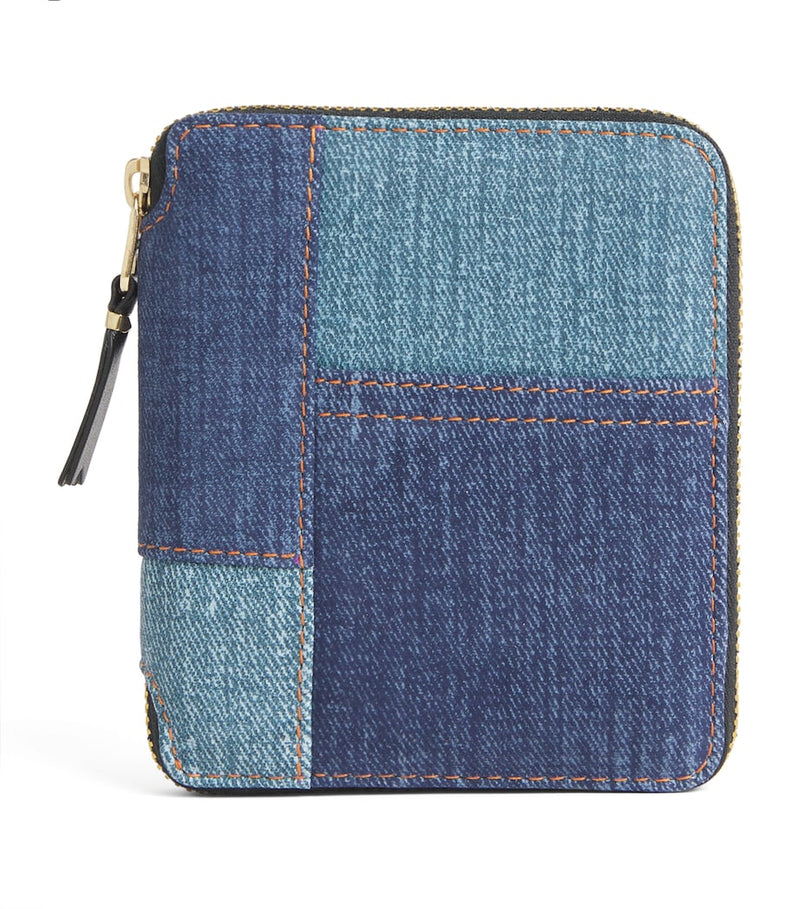 Comme des Garçons lambskin denim-patch bifold wallet, UK version
