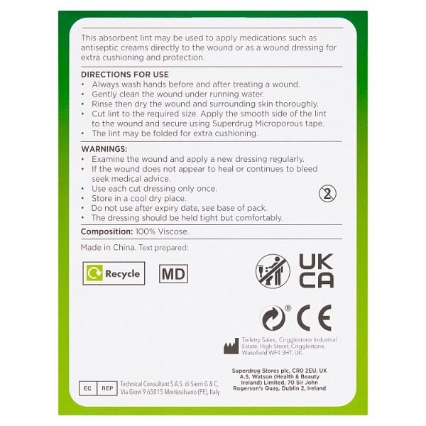 Superdrug Absorbent Lint Dressing 39cm x 39cm GOODS Superdrug