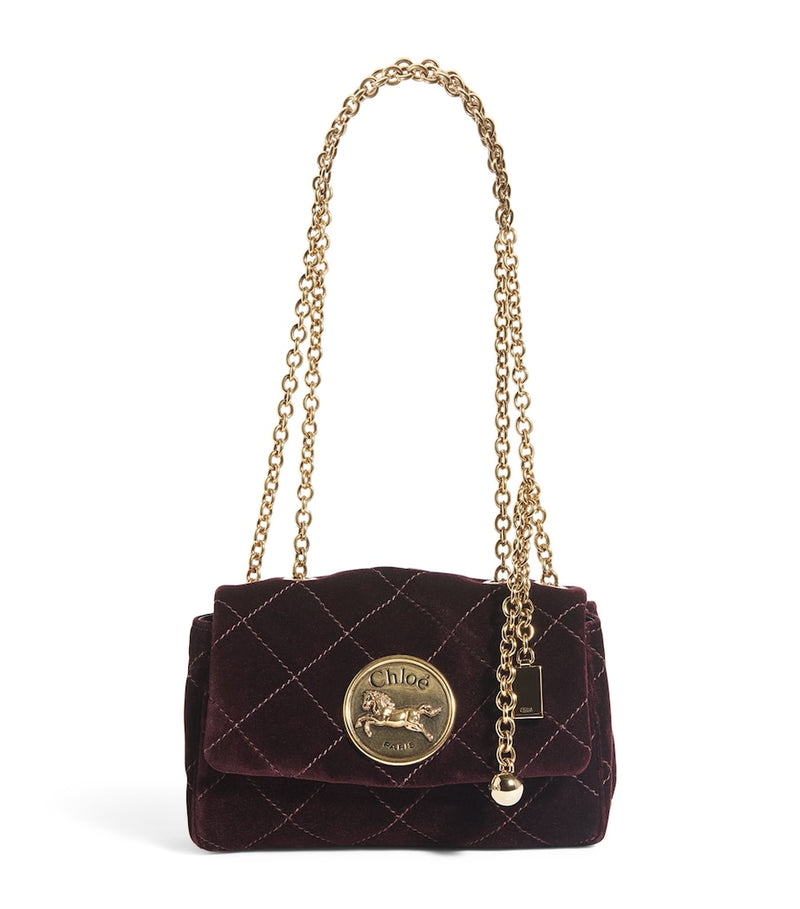 Chloé small quilted velvet heritage shoulder bag (British brand)