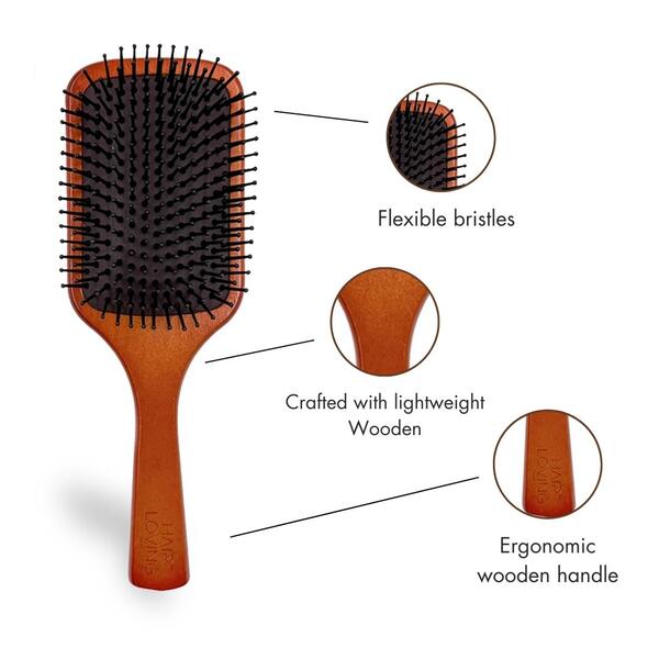 Hair Loving wooden paddle brush for effortless detangling, UK version