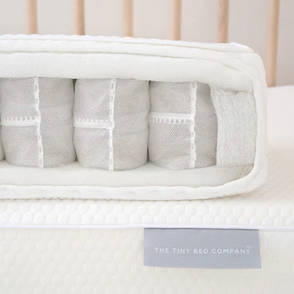 The Tiny Bed Co. luxury pocket sprung cot bed mattress 160x80cm, imported from the UK