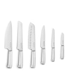 Smeg 6-piece knife block set with acacia wood and stainless steel knives (British brand)