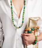 Eddie Borgo patch necklace with jade malachite and crystal, UK version