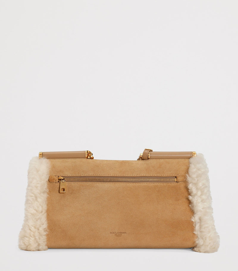 Dolce&Gabbana calfskin fur-trim top-handle bag (British brand)