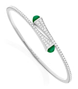 Harrods Marli New York Cleo White Gold Diamond and Green Agate Slip-On Bracelet- Buy online at McGrocer