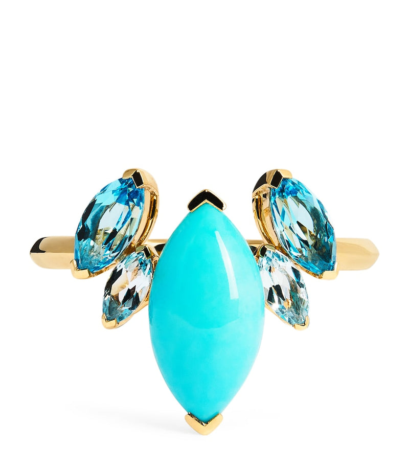 Emily P. Wheeler yellow gold topaz turquoise batik ring, UK version