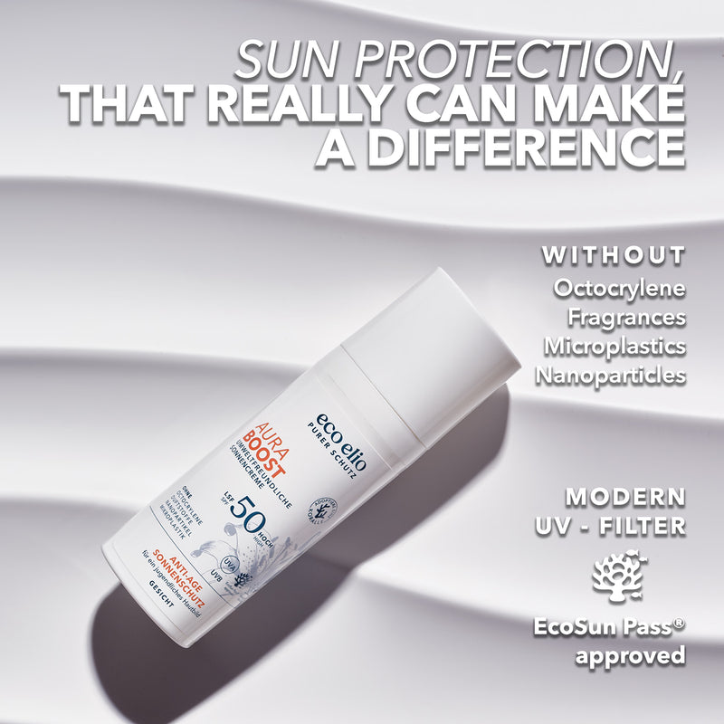 eco elio Aura Boost anti-aging sunscreen (British brand)
