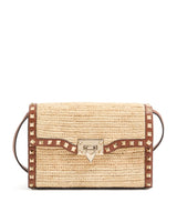 Harrods Valentino Garavani Small Leather-Raffia Rockstud Shoulder Bag- Buy online at McGrocer