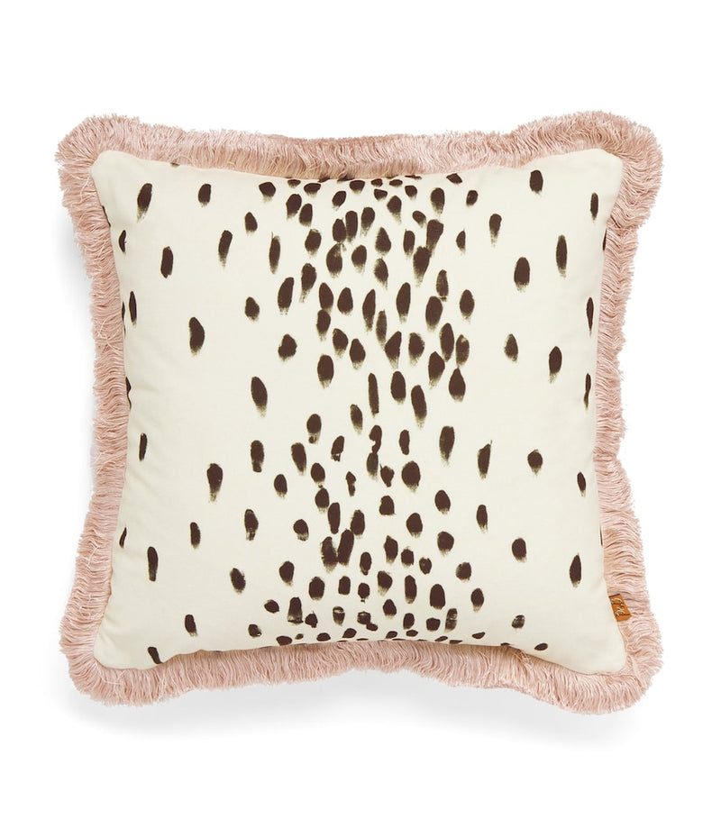Poodle & Blonde fringed dalmatian cushion 52cm x 52cm, imported from the UK
