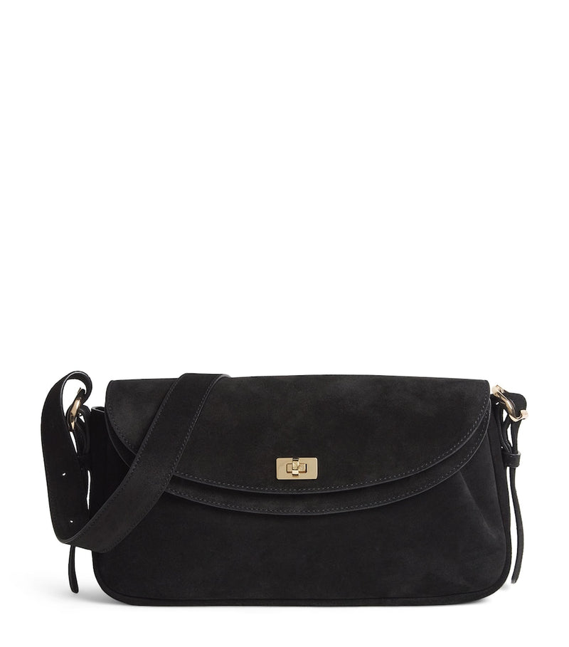 Sandro Paris suede Le Mambo shoulder bag H15xW31xD10.5cm (British brand)