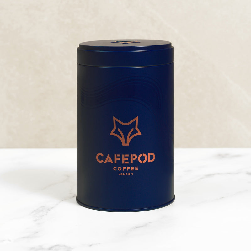 Blue Storage Tin with gloss wave design 10cm x 15.5cm, imported from the UK