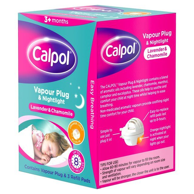 Calpol Vapour Plug  & Nightlight  + 3 Refill Pads Lavender & Chamomile