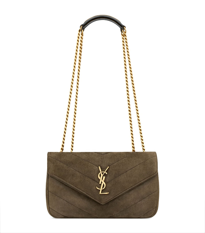 Saint Laurent Small Loulou shoulder bag in padded suede, imported from the UK