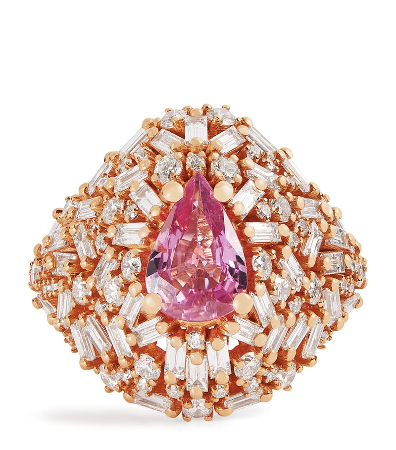 Suzanne Kalan rose gold diamond and pink sapphire ring - British product