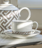 O.W.London Maze bone china teacup and saucer (British brand)