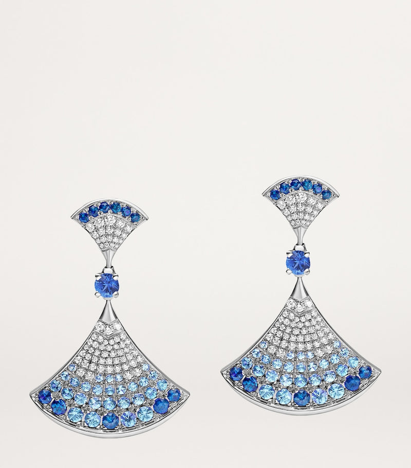 Bvlgari Divas Dream earrings in white gold with diamonds and sapphires - British product