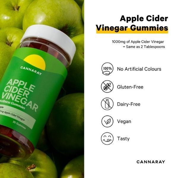 Cannaray apple cider vinegar gummies apple flavour 30 count, UK version