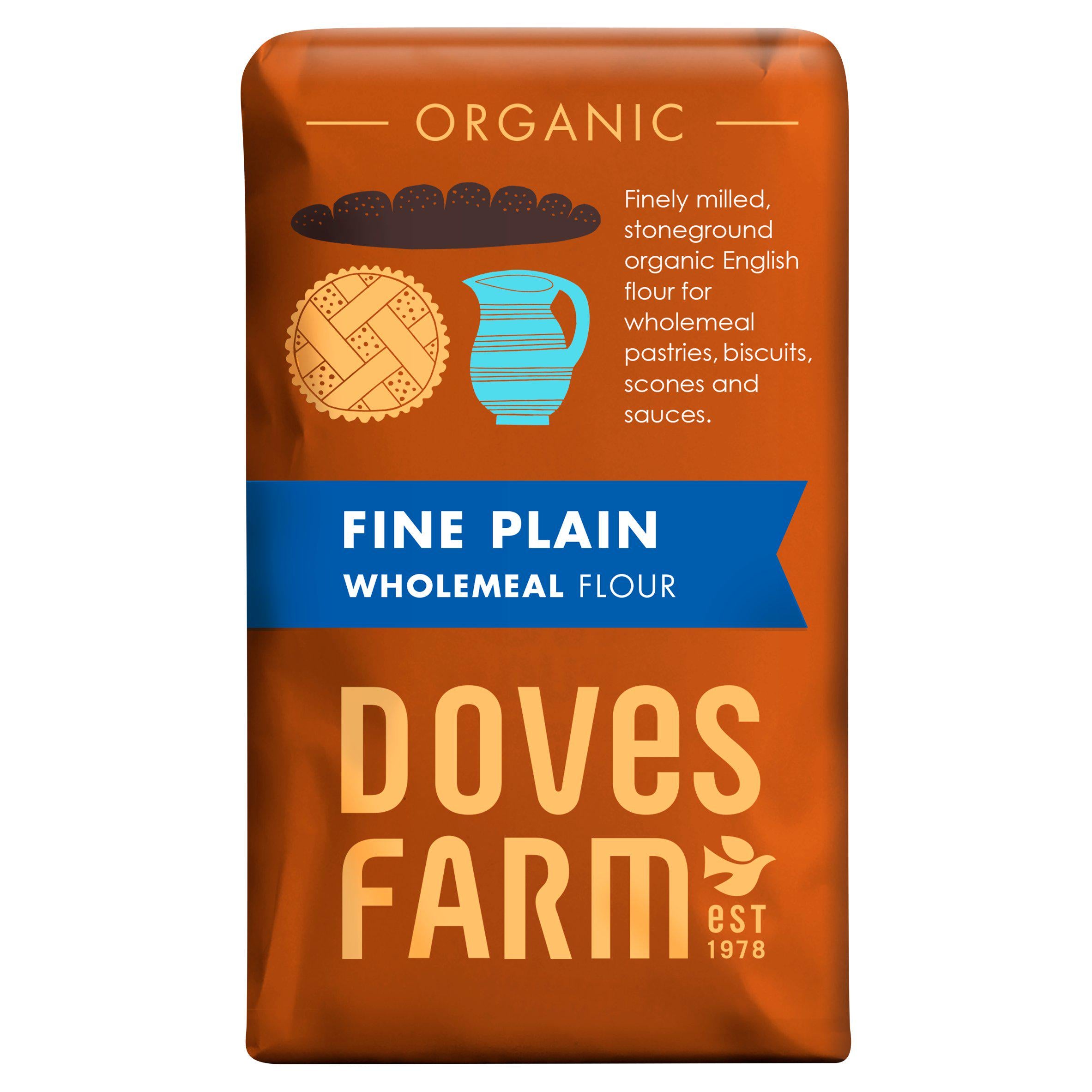 Doves Farm Organic Fine Plain Wholemeal Flour 1kg flour Sainsburys   