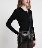 Maje mini leather cross-body bag with fringed trims - British product
