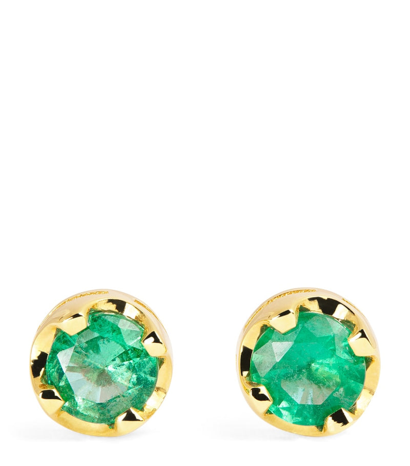 Jennifer Meyer medium yellow gold emerald stud earrings, UK version