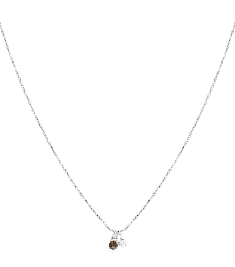 Astrid & Miyu rhodium-plated charm necklace with lab-grown diamond (British brand)