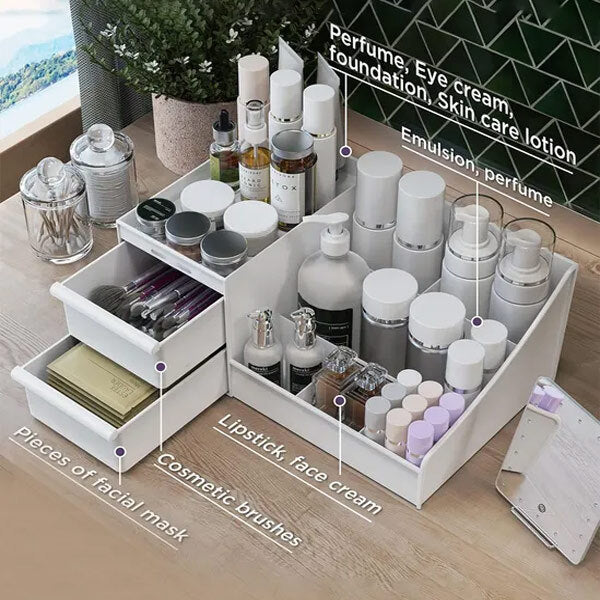 Livingandhome Plastic Makeup Storage Box Large 32.3cm W, UK version