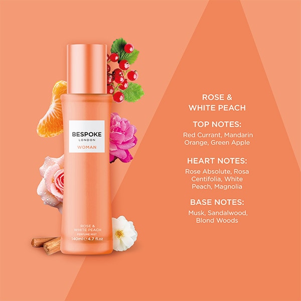 Bespoke Woman Rose White Peach Perfume Mist 140ml - British product