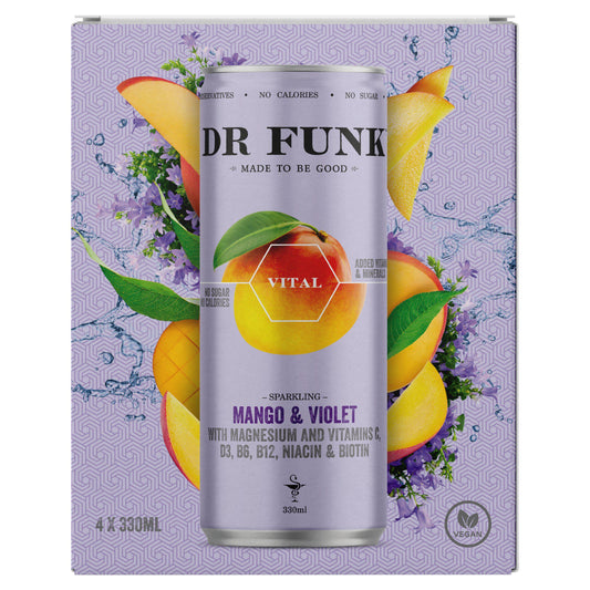 Dr Funk Vital Sparkling Mango & Violet 4x330ml GOODS Sainsburys   