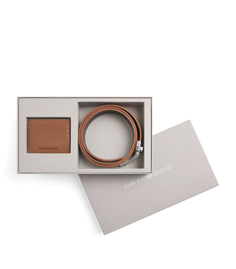 Emporio Armani leather belt and card holder set - British product