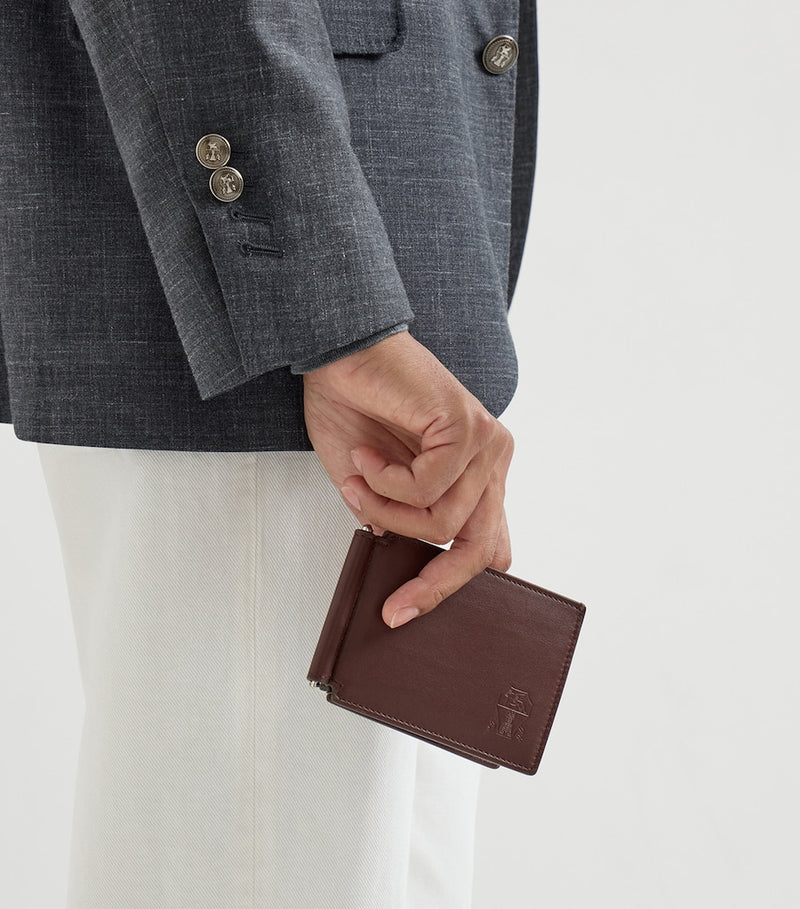 Brunello Cucinelli leather money clip wallet, imported from the UK