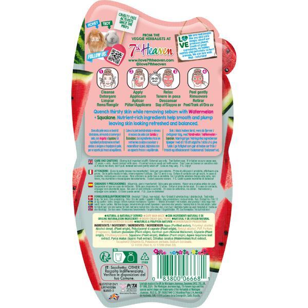 7th Heaven Watermelon Peel Off Mask with Squalane, UK version