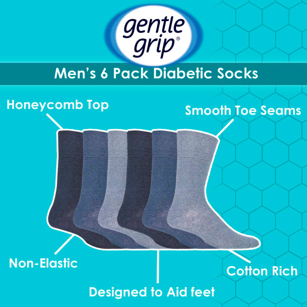 Gentle Grip men's diabetic socks 6 pair, UK version
