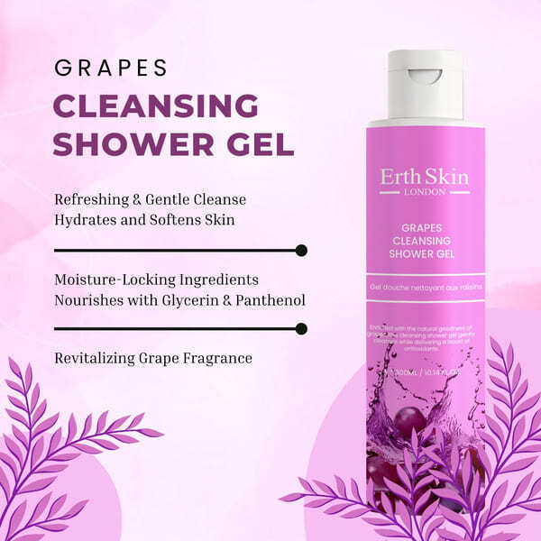 ErthSkin Grapes Cleansing Shower Gel 300ml - British product