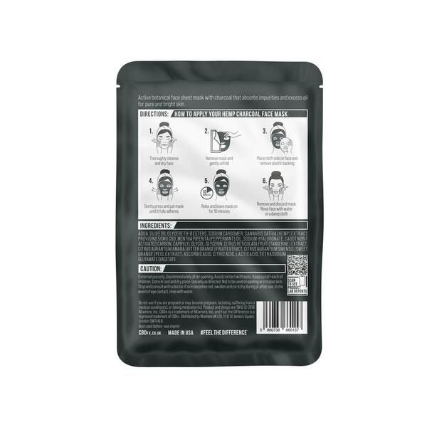 CBDfx CBD Sheet Face Mask Charcoal Formula - 50mg CBD