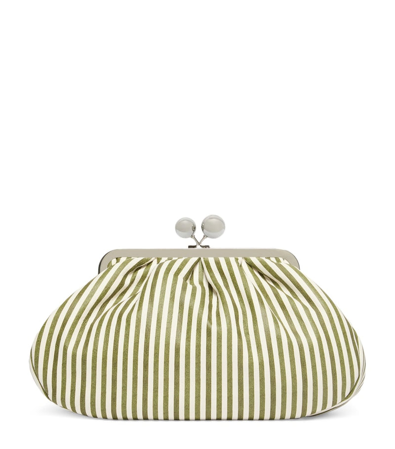 Weekend Max Mara striped leather clutch bag medium, imported from the UK