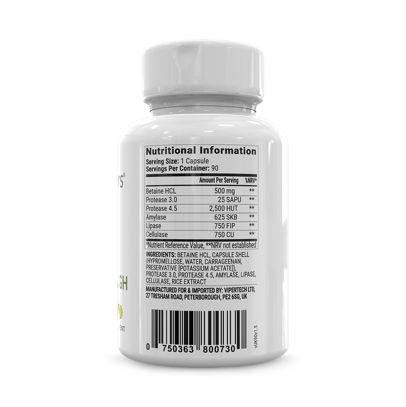 Vipetech HCL Breakthrough 90 capsules betaine HCL supplement - British product