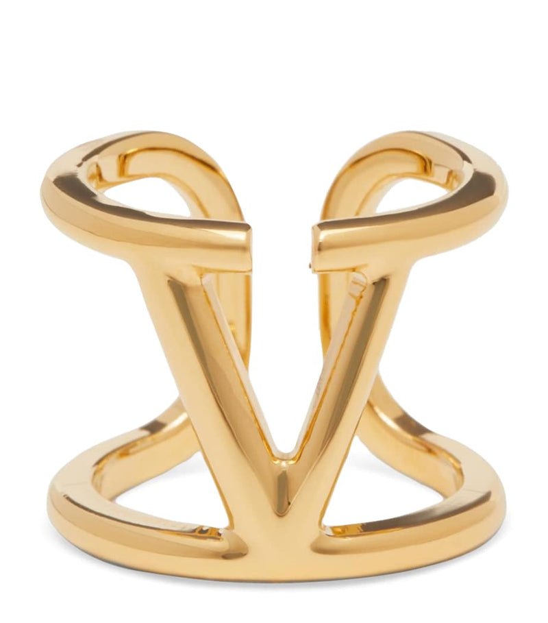 Valentino Garavani VLogo Signature ring in gold-tone brass, imported from the UK