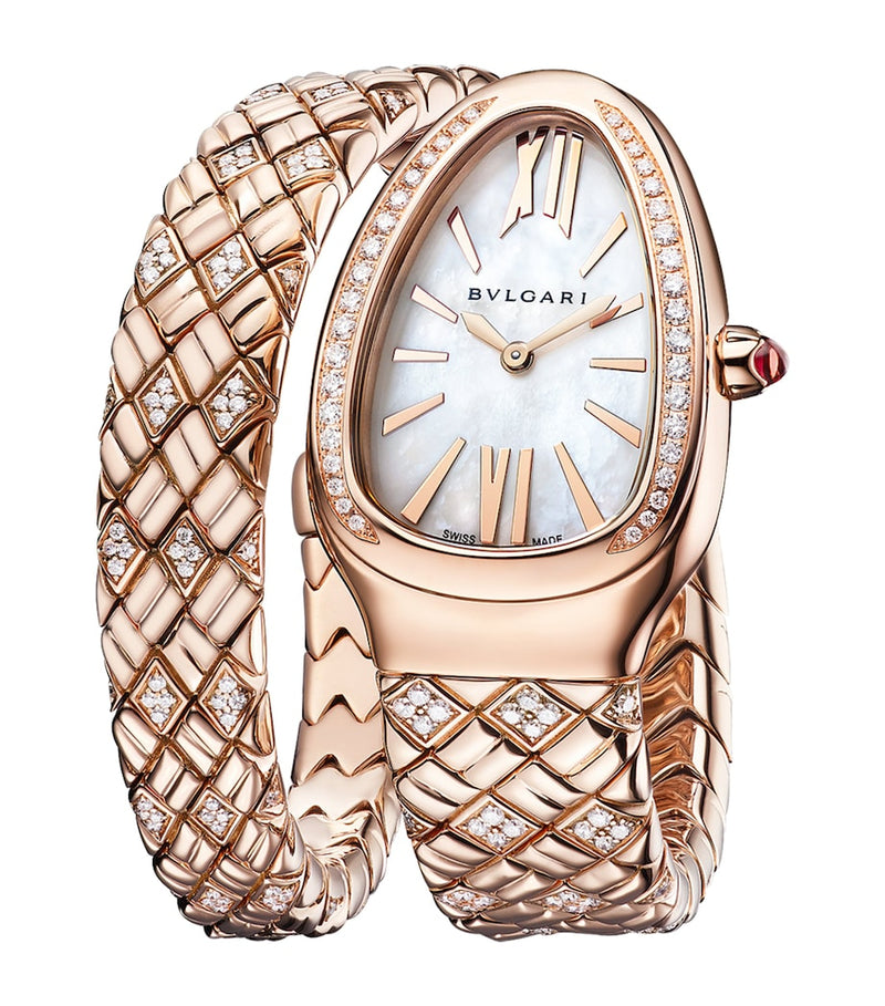 Bvlgari rose gold and diamond Serpenti Spiga watch 35mm, UK version