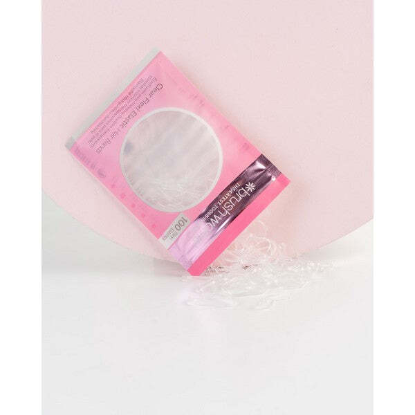 Brushworks clear flexi elastic hair bands 100 pieces - British product
